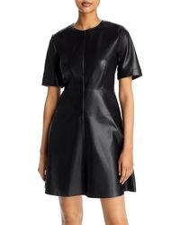 Bagatelle - Faux Leather Seamed Fit & Flare Dress - Lyst