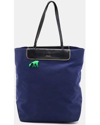 Bally - Navy Nylon And Leather Shopper Tote - Lyst