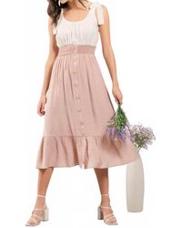 Blu Pepper - Mixed Media Button Down Midi Dress - Lyst
