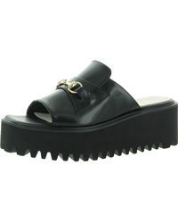 All Black - Slip On Open Toe Wedge Sandals - Lyst