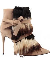 Carrano - Leather Stiletto Bootie With Fur - Lyst