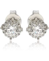 Suzy Levian - Sterling Silver Cubic Zirconia Round Stud Earrings - Lyst