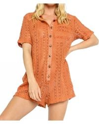 Olivaceous - Aaliyah Crochet Romper - Lyst