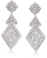 Ross-Simons Diamond Art Deco-style Drop Earrings - Metallic