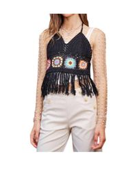 Davi & Dani - Charlotte Fringe Hem Crochet Halter Top - Lyst