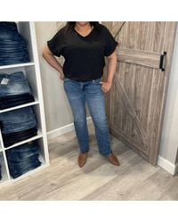 Risen - Mid Rise Slim Relaxed Straight Leg Denim Jeans - Lyst