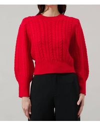 Sugarlips - Ashtyn Cable Knit Balloon Sleeve Crop Sweater - Lyst