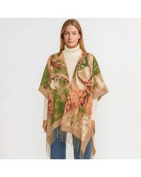 TRUEDAMES - Fringe Trip Mixe Abstract Swirl Print Kimono Wrap Poncho - Lyst