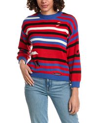 Minnie Rose - Striped Cutout Cashmere-blend Sweater - Lyst