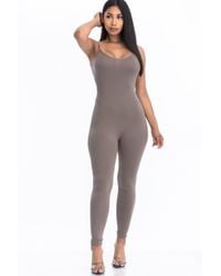 TRUEDAMES - Solid Bodycon Cami Jumpsuit - Lyst