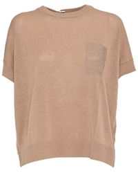 Peserico - Relaxed Fit Knitted Sweater With Textured Patch Pocket - Lyst