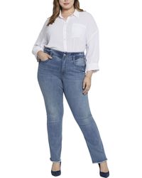 NYDJ - Plus Marilyn Frayed Hem Denim Straight Leg Jeans - Lyst