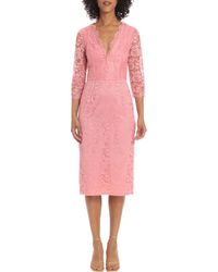 Maggy London - Lace V-neck Cocktail And Party Dress - Lyst