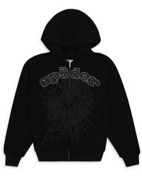 Sp5der - Og Web V2 Rhinestone Zip Up Hoodie - Lyst