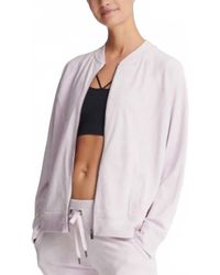 DKNY - Activewear Sport Velour Logo Print Bomber Jacket - Lyst