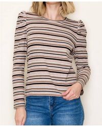 Staccato - Striped Puffed Long Sleeve Top - Lyst