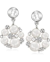 Ross-Simons - 3.5-6.5mm Cultured Pearl And . Diamond Drop Earrings - Lyst