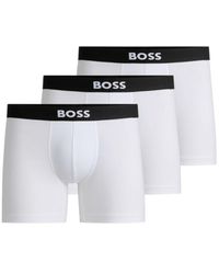 BOSS - Two-Pack Of Stretch-Cotton Boxer Briefs With Logo Waistbands - Lyst