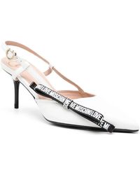 Love Moschino - Leather Slingback Heeled Sandals - Lyst