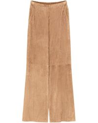 Forte Forte - Light Suede Wide-Leg Trousers With High Waist And Seam Detailing - Lyst