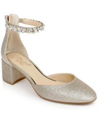 Badgley Mischka - Cathleen Embellished Glitter Ankle Strap - Lyst