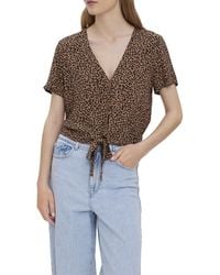 Vero Moda - Front Tie Cropped Blouse - Lyst