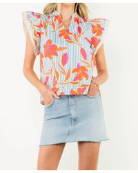 Thml - Flutter Sleeve Striped Flower Top - Lyst