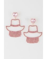 Fashnzfab - Rhinestone Heart Girl Earrings - Lyst