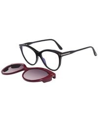 Tom Ford - Eyeglasses Cat Eye Full Rim, Vintage Dark Havana Frame And Block With Magnetic Clip-On Smoke Gradient Lens Ft5772-B055 - Lyst