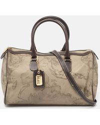 Alviero Martini 1A Classe - /brown Geo Print Coated Canvas And Leather Satchel - Lyst