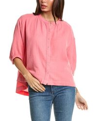 Johnny Was - Shirred Neck Button Down Blouse - Lyst