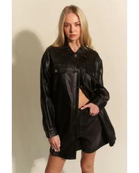 TRUEDAMES - Faux Leather Button Up Jacket With Chest Pockets - Lyst