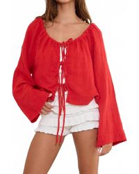 Bucketlist - Reyna Tie Front Solid Textured Blouse - Lyst