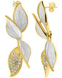 Adornia - 14k Gold Plated Crystal Flower Branch Leaf Earrings - Lyst