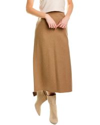Vince Brushed Flannel Wool-blend Skirt - Brown