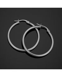 Fremada - 10k White Polished Hoop Earrings (2x25 Mm) - Lyst
