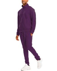 TRUEDAMES - Full Zip Up Solid Track Jacket Set - Lyst