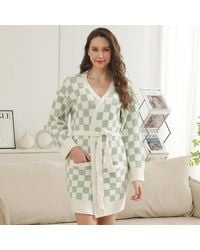 TRUEDAMES - Checkered Robe With Pockets And Belt - Lyst
