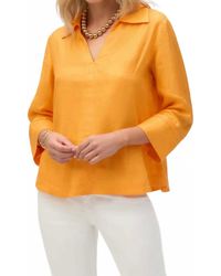 Joseph Ribkoff - Palm Springs Linen Boxy Top With Shirt Collar - Lyst
