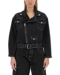 Moschino - Cropped Denim Jacket - Lyst