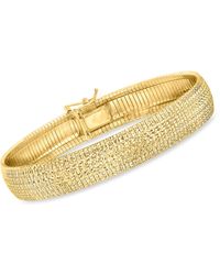 Ross-Simons - Italian 18kt Gold Over Sterling Textured And Polished Omega Bracelet - Lyst
