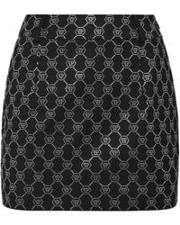 Philipp Plein - Wool Mini Skirt Strass Monogram - Lyst
