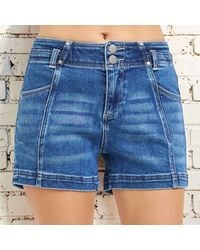 Risen - Kaci Double Button Denim Shorts - Lyst