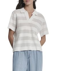 DKNY - Sheer Striped Polo Sweater - Lyst