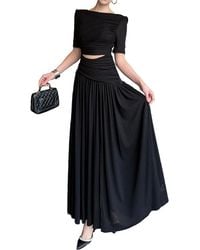 BURRYCO - Short Sleeve Solid Maxi Dress - Lyst