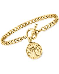Ross-Simons - Italian 18kt Over Sterling Curb-link toggle Bracelet With Dragonfly Charm - Lyst
