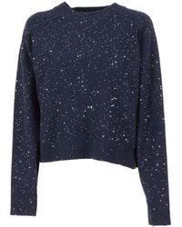 Antonelli - Cropped Knit Sweater With Subtle Sequin Detailing - Lyst