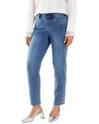 Fdj - Phyllis Pull-On Pencil Ankle Denim With Pearl Embellishments Jeans - Lyst