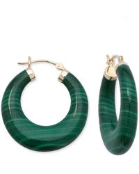 Ross-Simons Malachite Hoop Earrings - Green