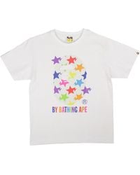 A Bathing Ape - Colored And White Big Head Star T-shirt - Lyst